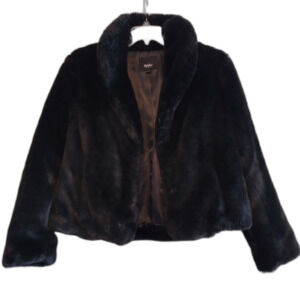 Mossimo Black Faux Fur Cropped Jacket Women's L Y2K Retro Glam Goth Hypebeast